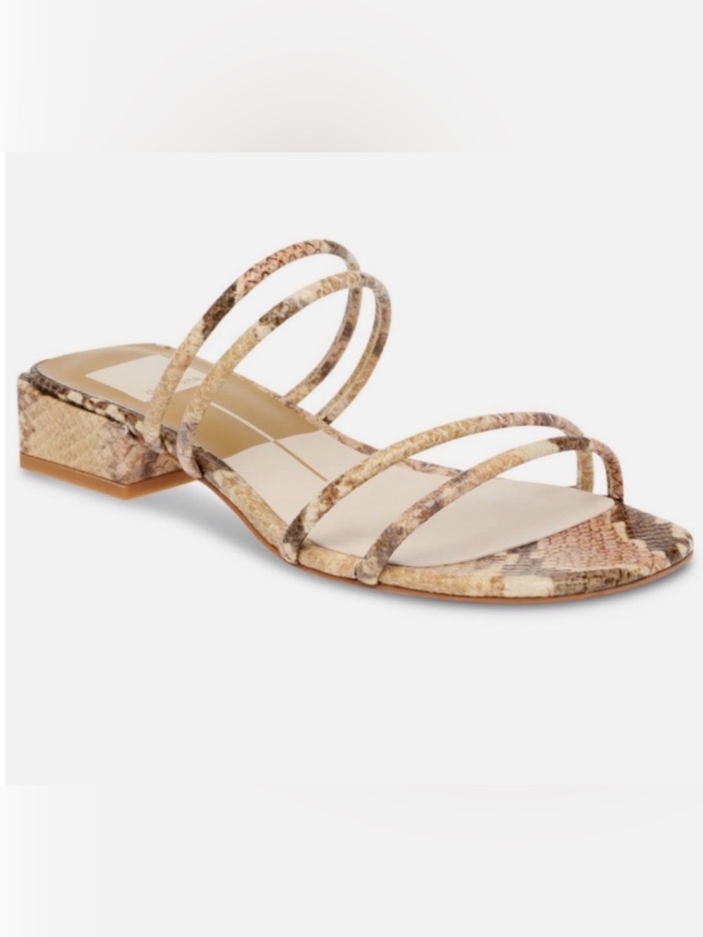 Dolce Vita Haize Tan Snake-Print Block Heeled Strappy Sandal
